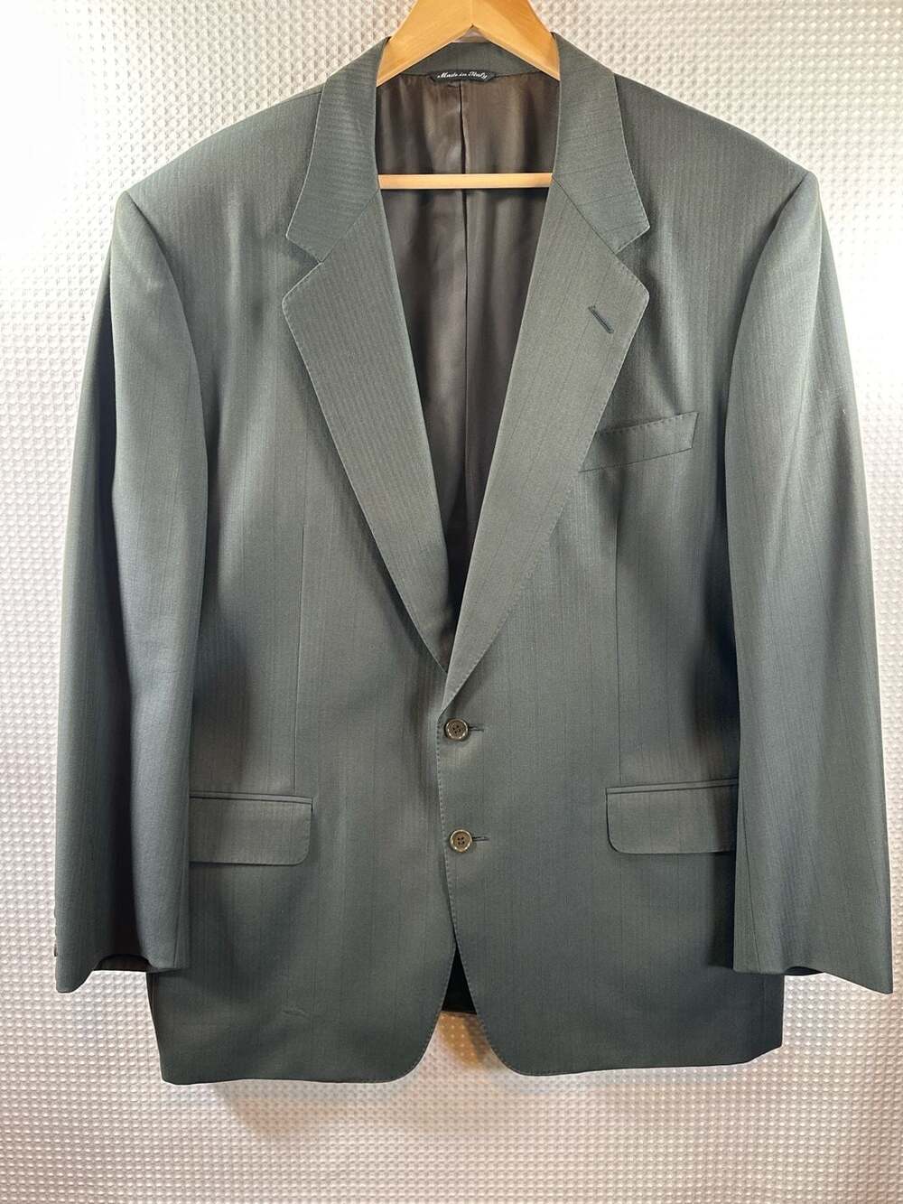 Vintage Canali Milano 2-Piece Suit Pinstripe Wool  Green